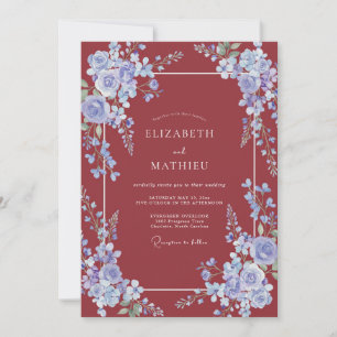 Convites Casamento com Vinha de Periwinkle Carmesim