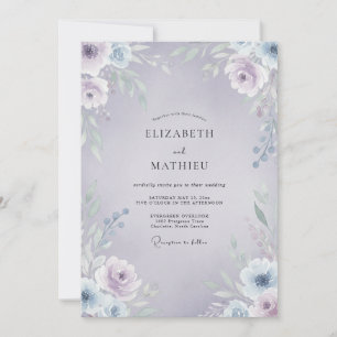 Convites Casamento com Vinha de Periwinkle Lavanda Pálida