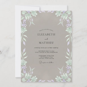 Convites Casamento com Vinha de Periwinkle Taupe