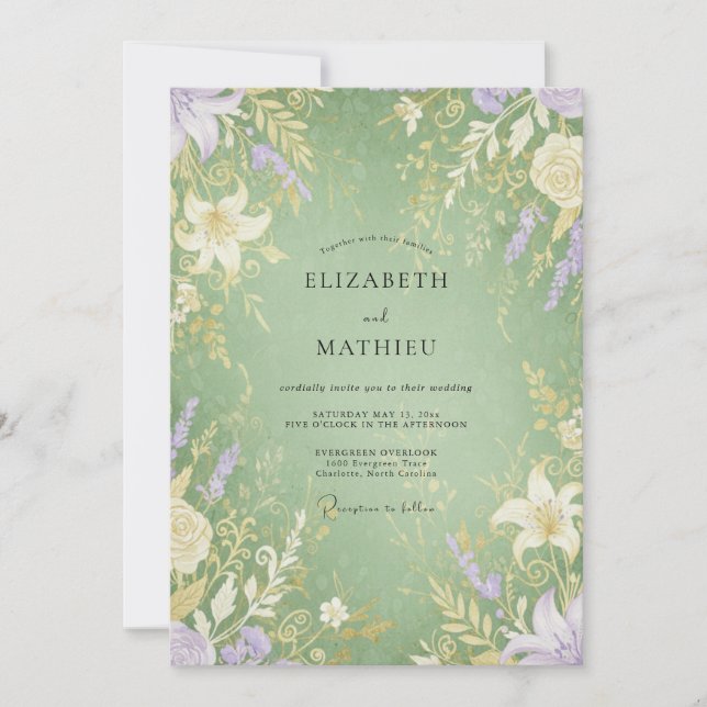 Convites Casamento com Vinha de Safira e Âmbar (Frente)