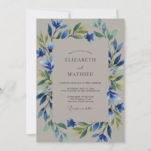 Convites Casamento com Vinha de Taupe e Periwinkle