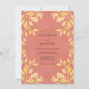 Convites Casamento com Vinha Dourada de Terracota