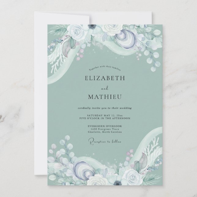 Convites Casamento com Vinha Etérea de Espuma do Mar (Frente)