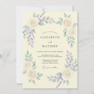 Convites Casamento com Vinha Lilás Creme