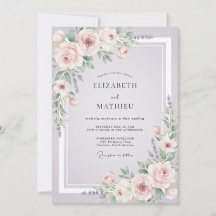 Convites Casamento com Vinha Lilás Rosado