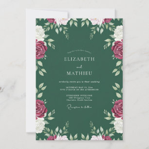Convites Casamento com Vinha Magenta Esmeralda