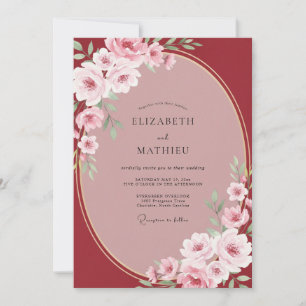 Convites Casamento com Vinha Pintada de Carmesim