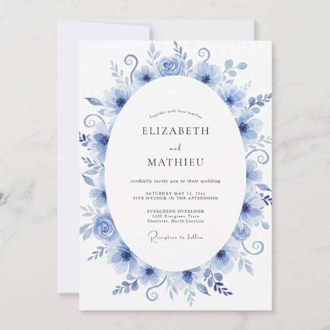 Convites Casamento com Vinha Pintada de Índigo (Frente)