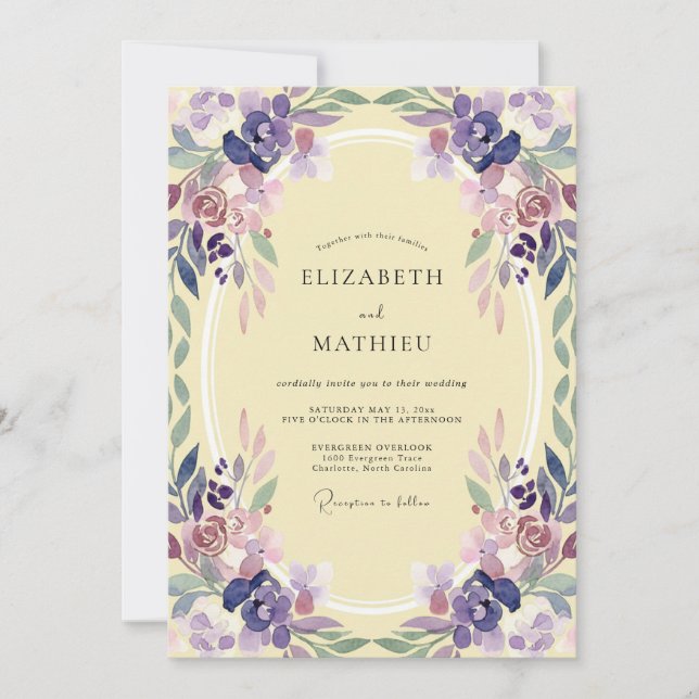 Convites Casamento com Vinha Roxa Violeta (Frente)