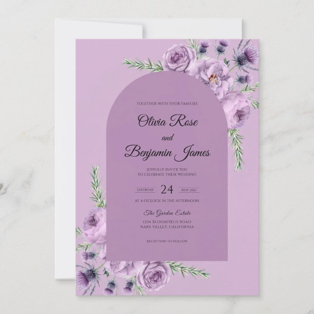Convites Casamento com Vinha Violeta (Frente)