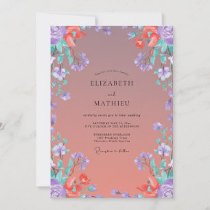 Convites Casamento com Vinha Violeta Coral