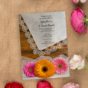 Convites Casamento com Vintage Lace Country Barn