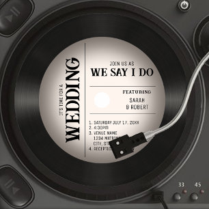 Convites Casamento com Vintage Vignette Vinyl Record