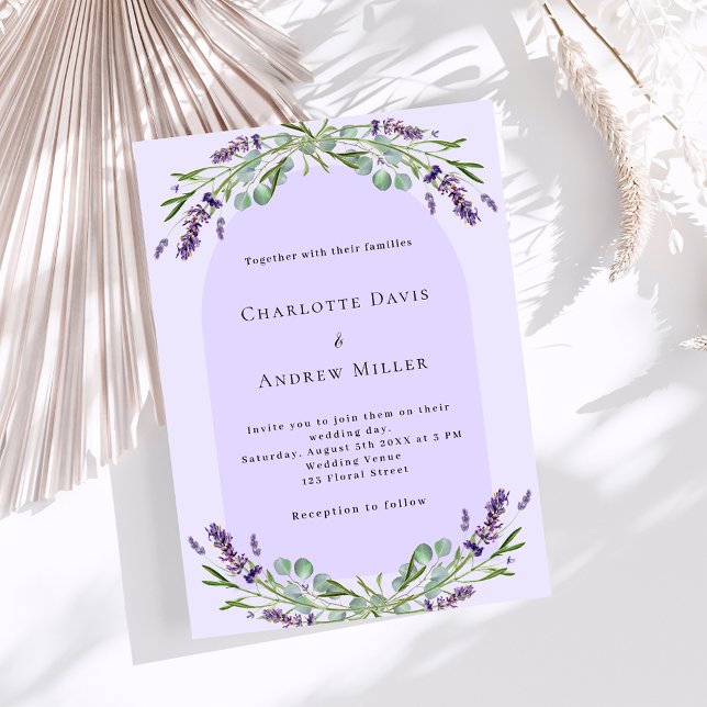Convites Casamento com violeta de lavanda (Criador carregado)
