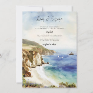 Convites Casamento com Vista para a Costa Big Sur Califórni