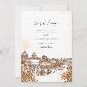 Convites Casamento com Watercolor em Roma Itália