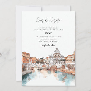 Convites Casamento com Watercolor em Roma Itália
