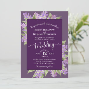 Convites Casamento com Watercolor Lilacs Plum Purple Boho