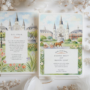 Convites Casamento com Watercolor New Orleans