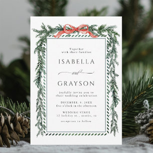 Convites Casamento com Watercolor Pine Garland