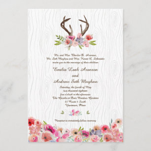 Convites Casamento com Wildflower Faux Bois