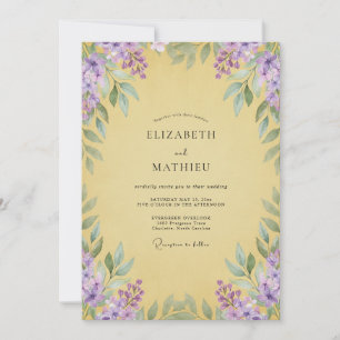 Convites Casamento com Wisteria Amarela Suave