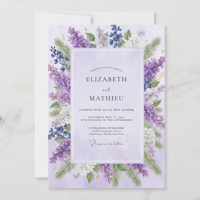 Convites Casamento com Wisteria de Ámbar (Frente)