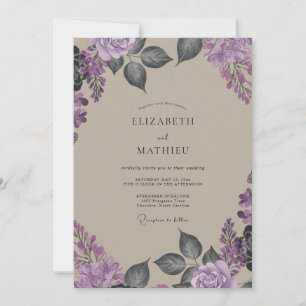 Convites Casamento com Wisteria de Tonalidade Bege