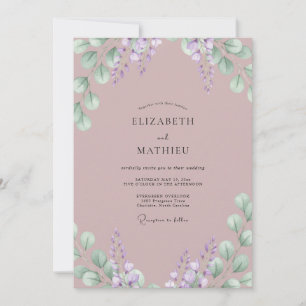 Convites Casamento com Wisteria Roxa Empoeirada