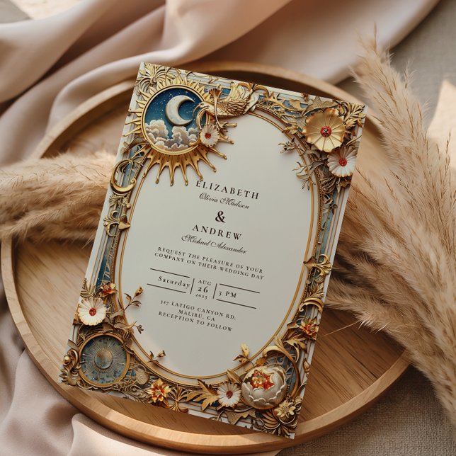 Convites Casamento Constellação Vintage Cósmica (Criador carregado)