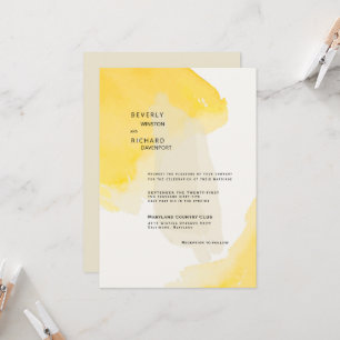 Convites Casamento Contemporâneo Amarelo e Creme II com Ond