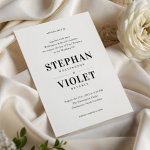 Convites Casamento Contemporâneo Branco e Preto Formal Mode