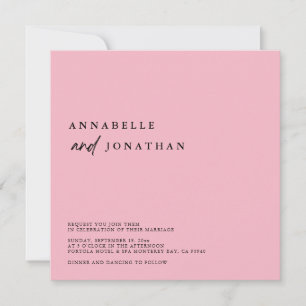 Convites Casamento Contemporâneo Branco Rosa-Rosa-Moderno
