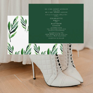 Convites Casamento Contemporâneo com Folhagem em Aquarela V