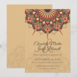 Convites Casamento Contemporâneo de Peach Mandala
