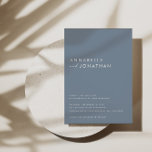 Convites Casamento contemporâneo de um guião azul moderno<br><div class="desc">A tipografia moderna da tipografia corajosa do convite de casamento. Com tipografia moderna e elegante e design estriada. A cor azul empoeirada monocromática contemporânea pode ser personalizada.</div>