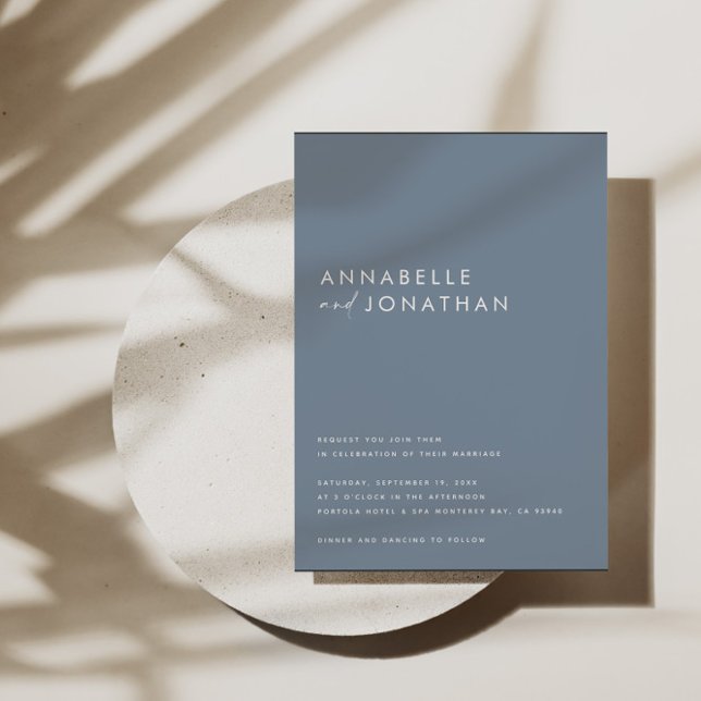 Convites Casamento contemporâneo de um guião azul moderno (Criador carregado)