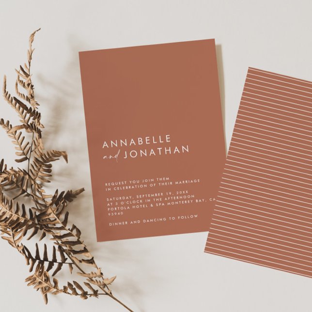 Convites Casamento contemporâneo do guião terracotta modern (Criador carregado)