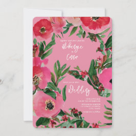 Convites Casamento Cor de Água Botânica Anêmona Rosa