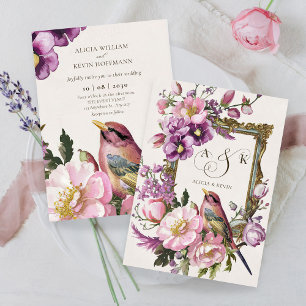 Convites Casamento cor-de-água-floral rosa