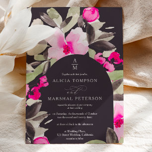 Convites Casamento cor-de-água floral verde-rosa-boho