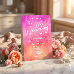 Convites Casamento Cor-de-Rosa Água e Laranja em Aquarela