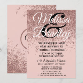 Convites Casamento Cor-de-rosa com brilho Dourado rosa
