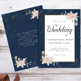 Convites Casamento Cor-de-rosa com marinho Azul Esmagado