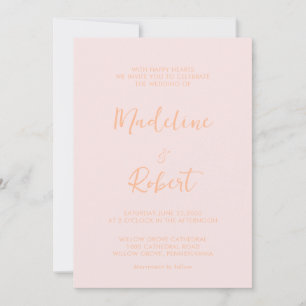 Convites Casamento cor-de-rosa com Pêssego Mínimo Moderno