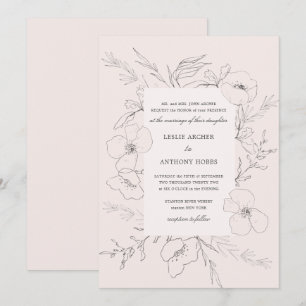 Convites Casamento Cor-de-rosa com Preguiça Esboçada à M