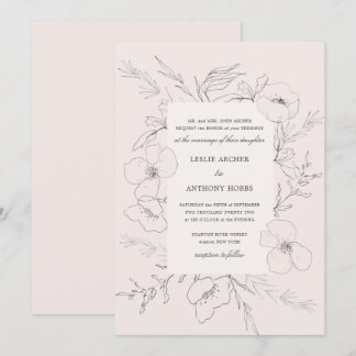 Convites Casamento Cor-de-rosa com Preguiça Esboçada à Mão