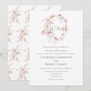 Convites Casamento Cor-de-Rosa com Script Floral