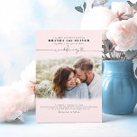 Convites Casamento Cor-de-rosa com Sobreposição de Fotos El<br><div class="desc">Modernos e mínimos convites para fotos de casamento</div>