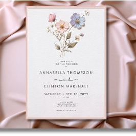 Convites Casamento Cor-de-Rosa do Pastel Pressionado Modern